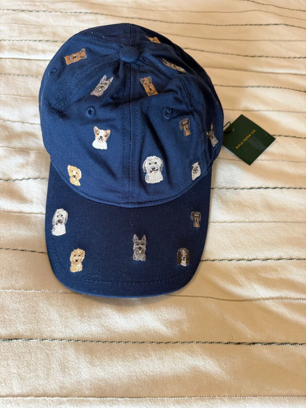 Rifle Embroidered dog faces baseball cap adjustable navy blue dog mom vet gift